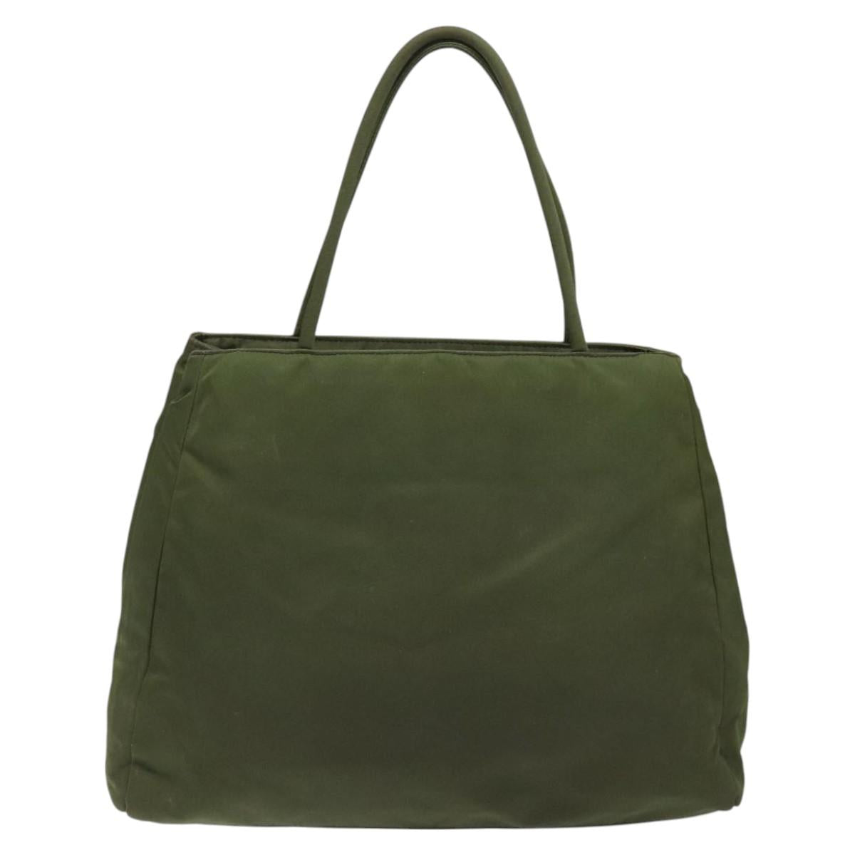 PRADA Hand Bag Nylon Khaki Silver  112195