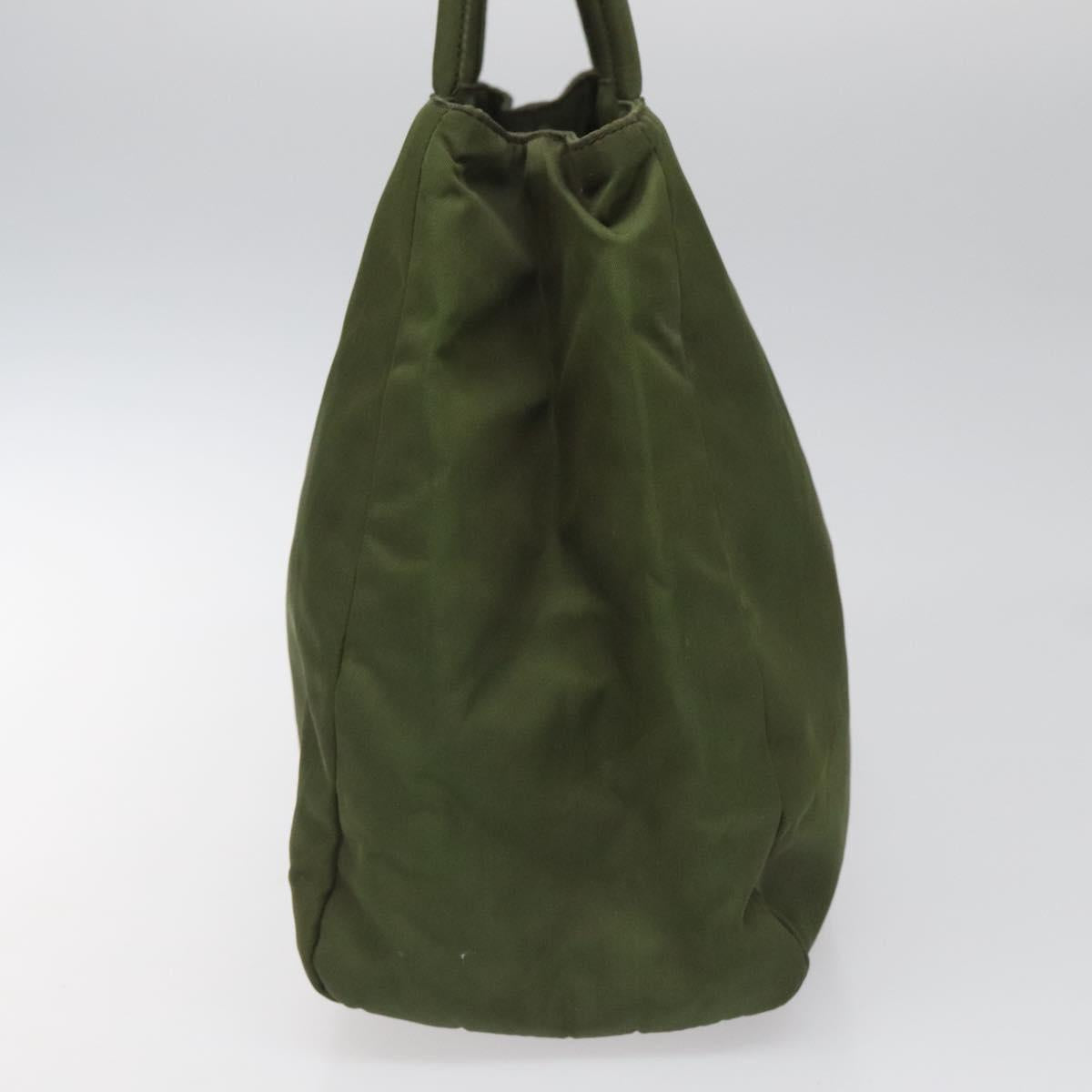 PRADA Hand Bag Nylon Khaki Silver  112195