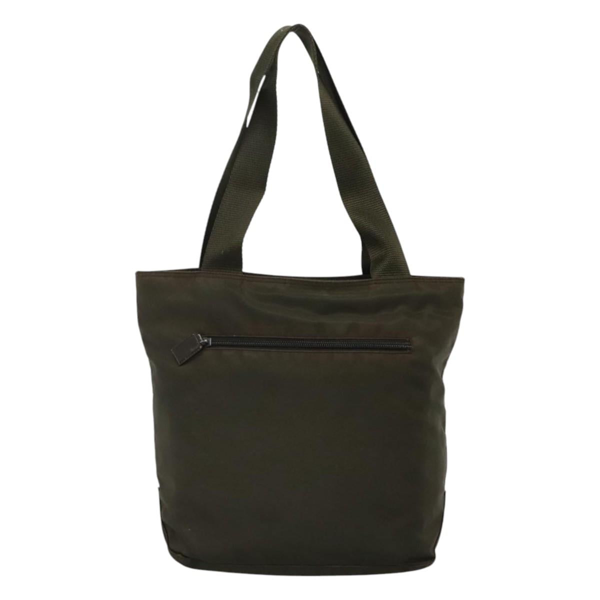 PRADA Tote Bag Nylon Khaki Silver  112212