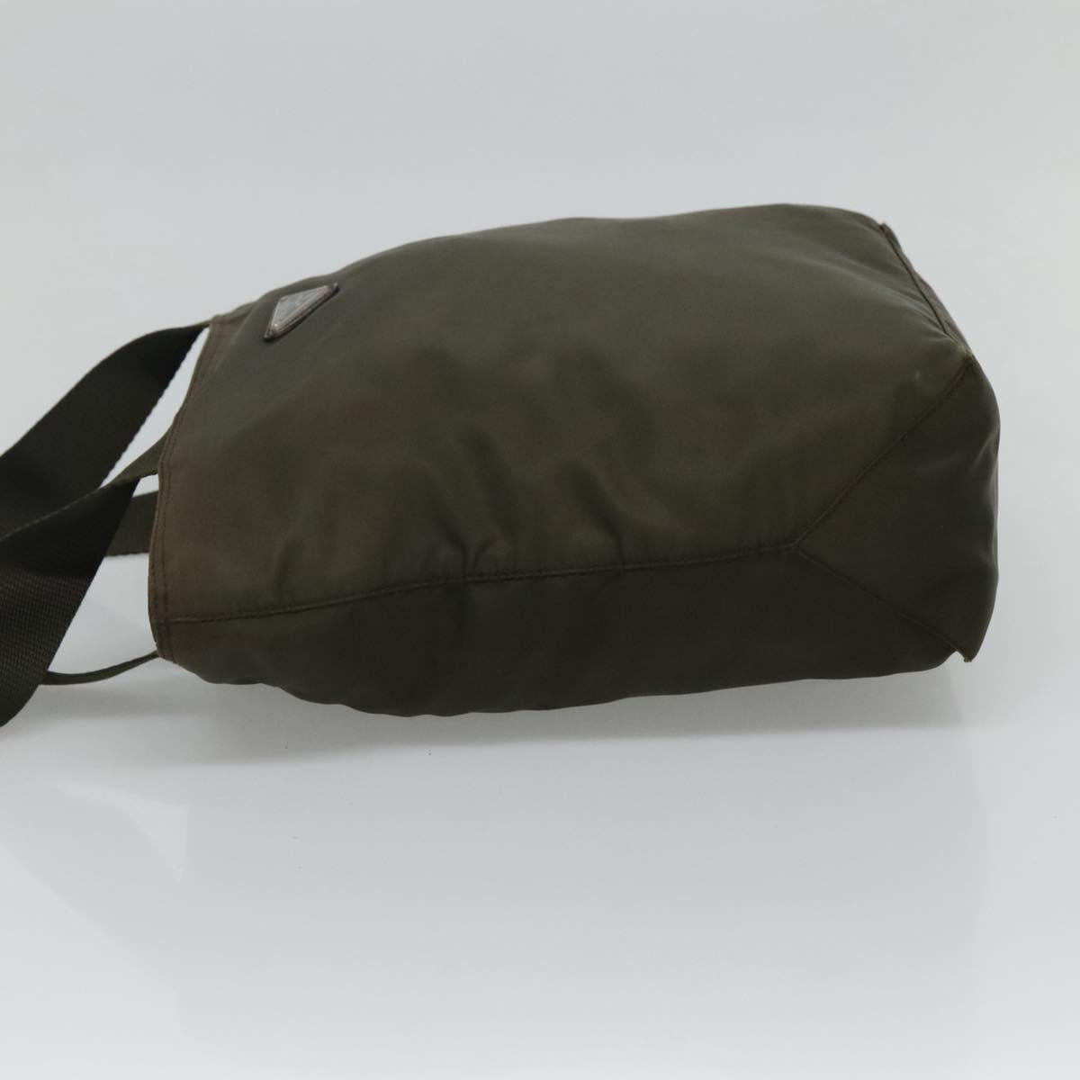 PRADA Tote Bag Nylon Khaki Silver  112212