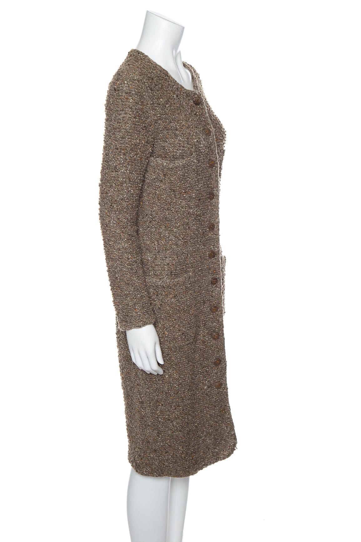 Chanel Vintage 1993 Autumn Moss Long Line Sweater Jacket SZ 38