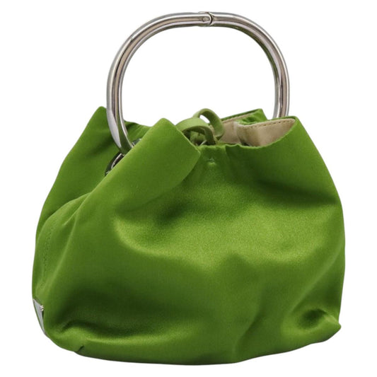 PRADA Hand Bag Satin Green  112937
