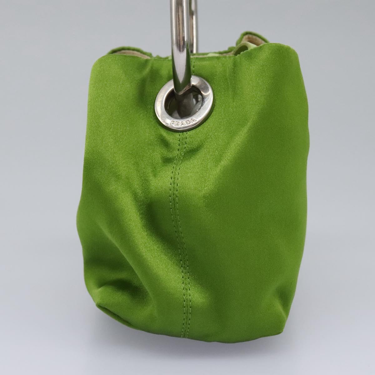PRADA Hand Bag Satin Green  112937