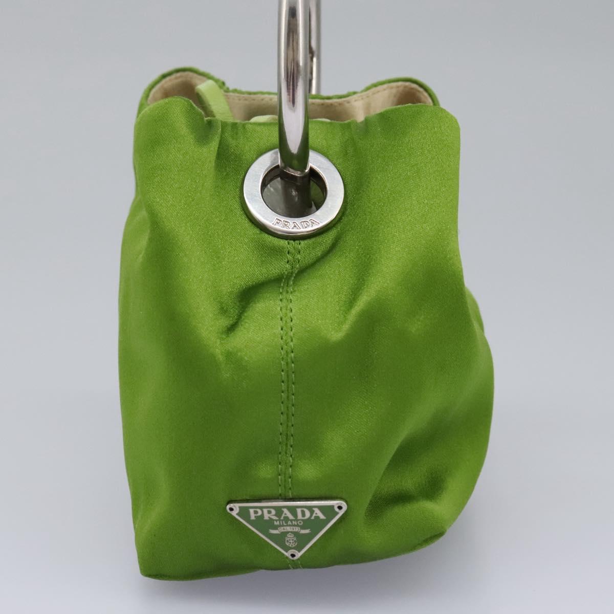 PRADA Hand Bag Satin Green  112937