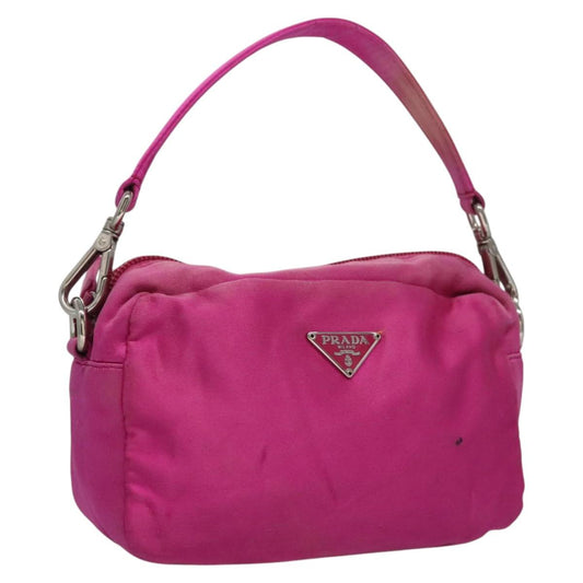 PRADA Hand Bag Satin Pink Gold  113107