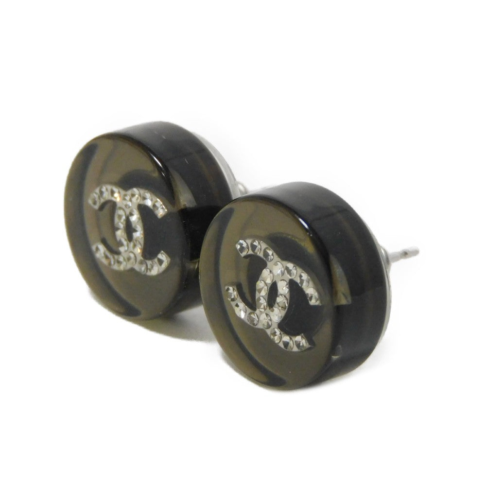 Chanel Round Crystal Coco Mark Earrings