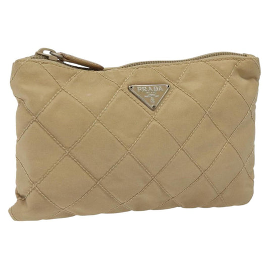 PRADA Pouch Nylon Beige  113617