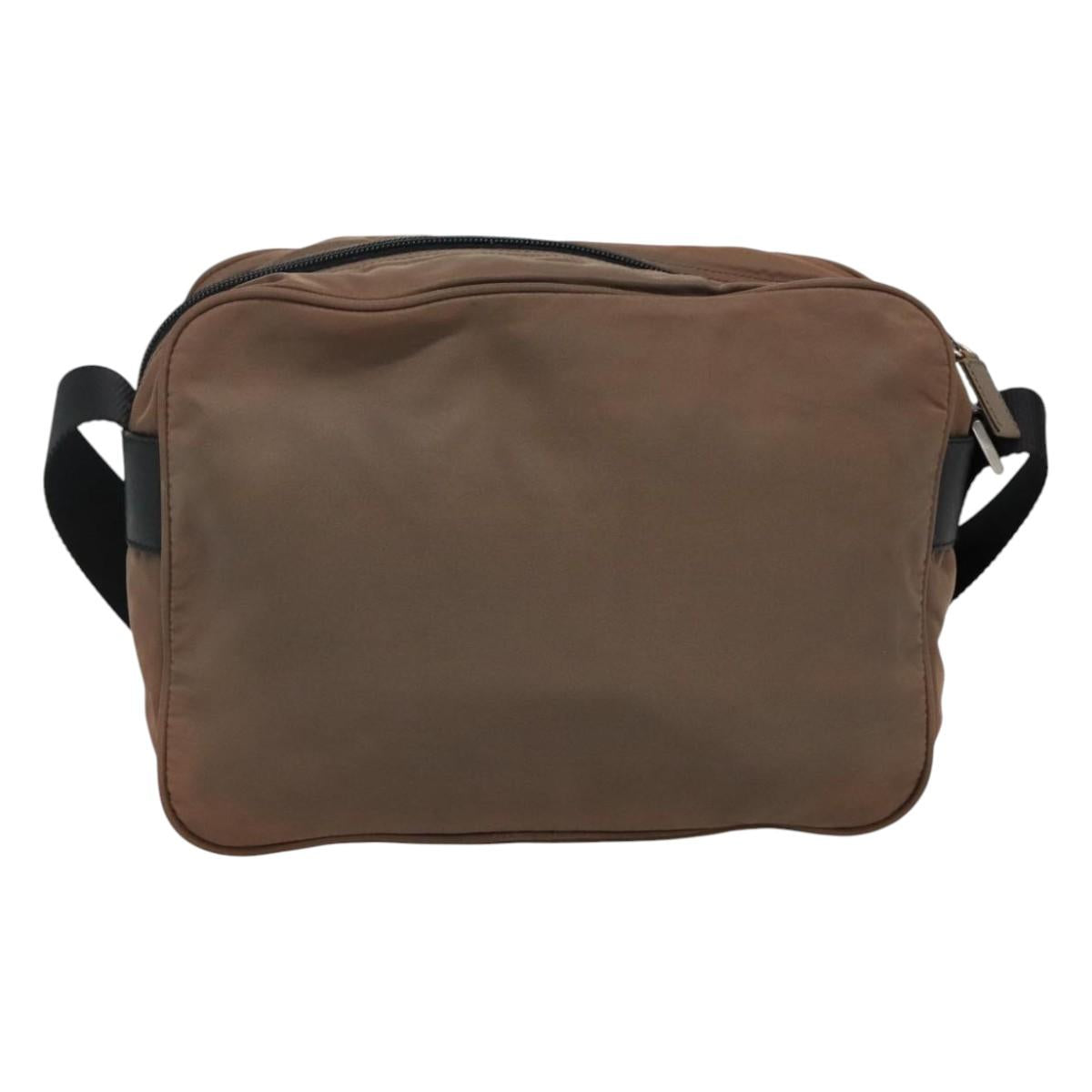 PRADA Shoulder Bag Nylon Khaki Brown Silver  113739