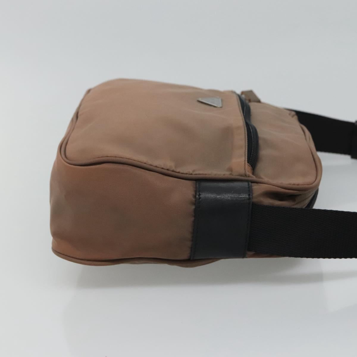 PRADA Shoulder Bag Nylon Khaki Brown Silver  113739