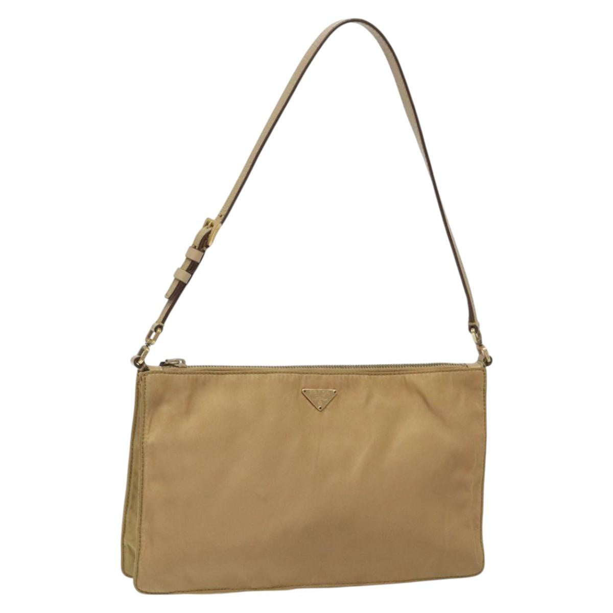 PRADA Accessory Pouch Nylon Beige Gold  113741