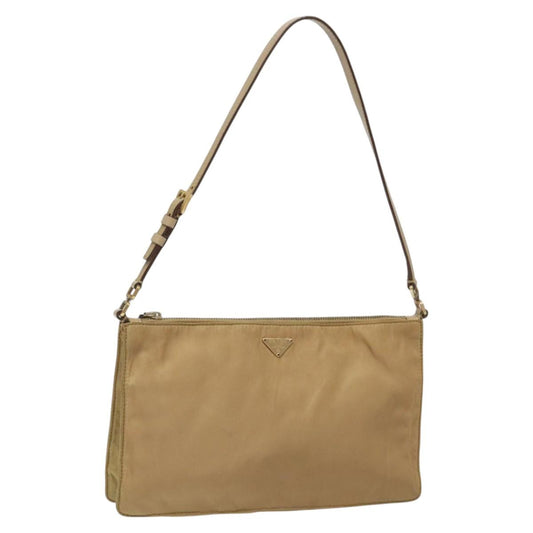 PRADA Accessory Pouch Nylon Beige Gold  113741