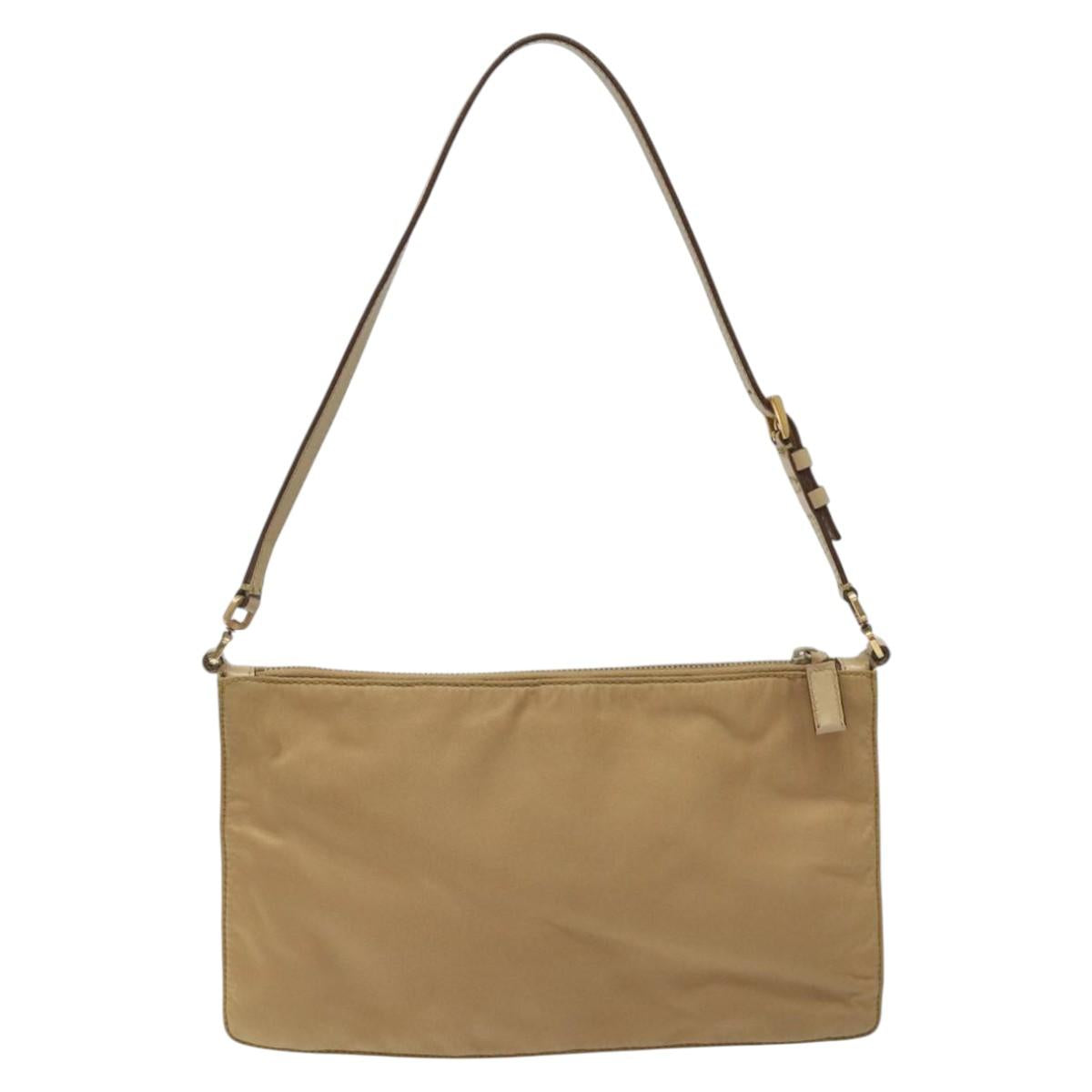 PRADA Accessory Pouch Nylon Beige Gold  113741