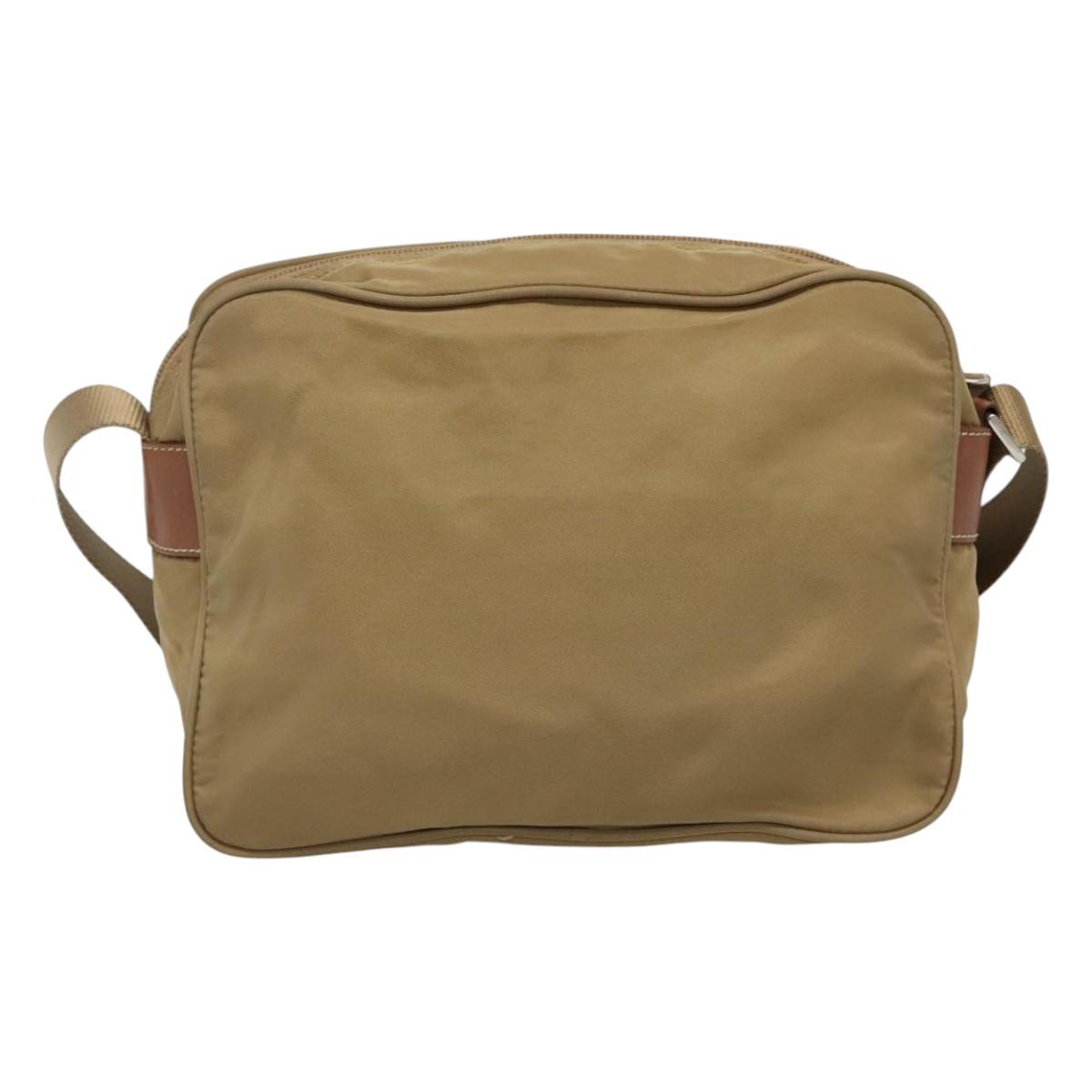 PRADA Shoulder Bag Nylon Beige Silver  113888