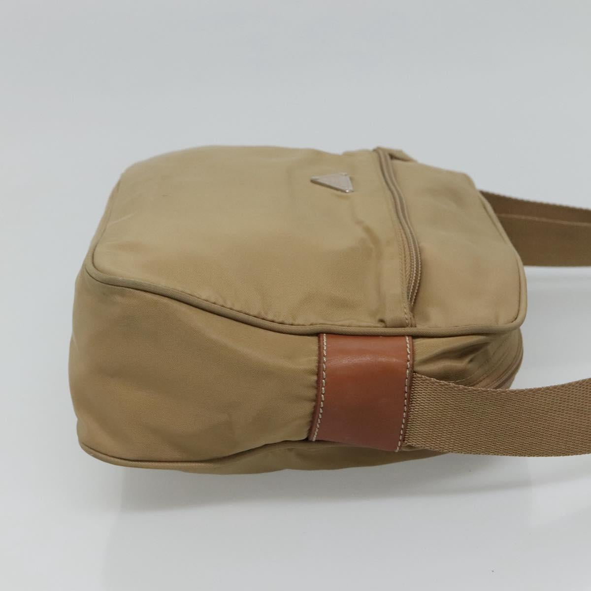 PRADA Shoulder Bag Nylon Beige Silver  113888