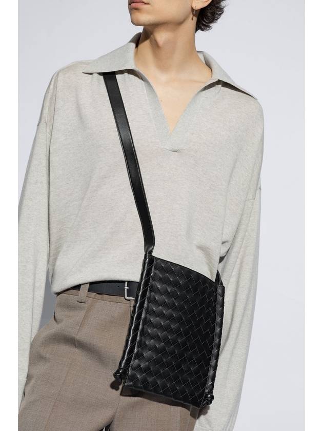Bottega Veneta Intrecciato Flat Loop Small Cross Bag Black