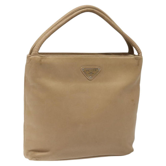 PRADA Hand Bag Leather Beige  113968