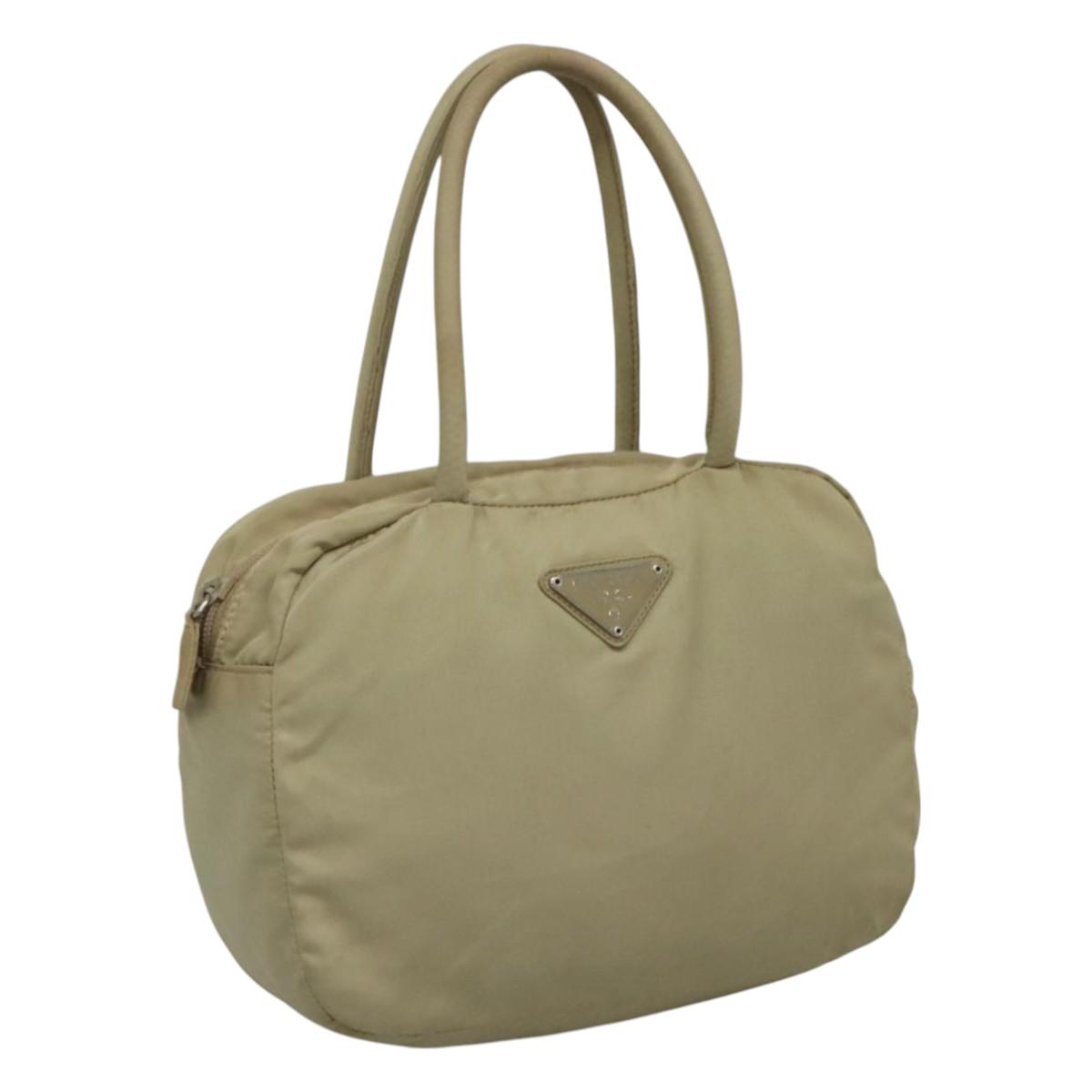 PRADA Hand Bag Nylon Beige  114420