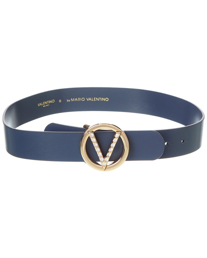 Valentino By Mario Valentino Giusy Preciosa Leather Belt Blue