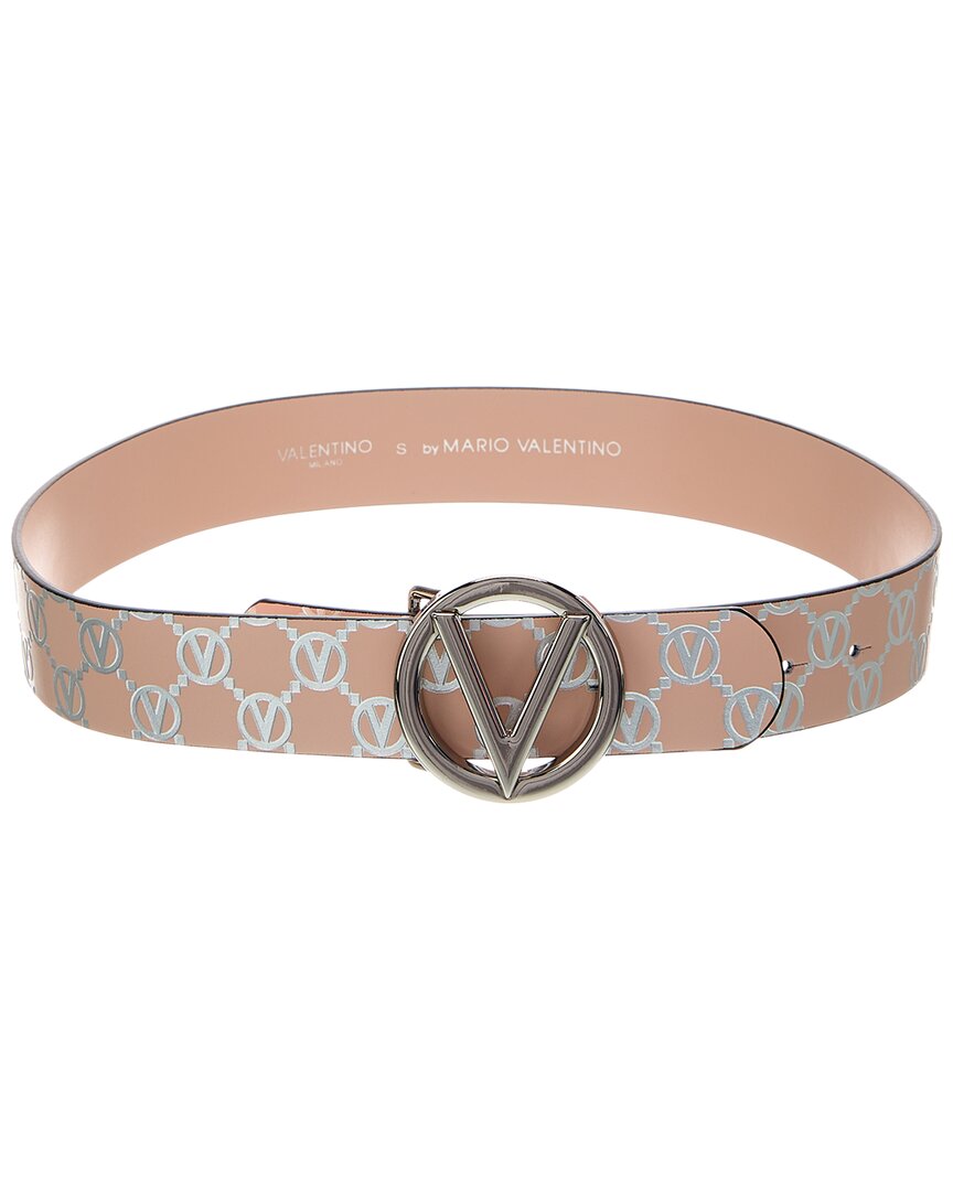 Valentino By Mario Valentino Giusy Monogram Leather Belt Pink