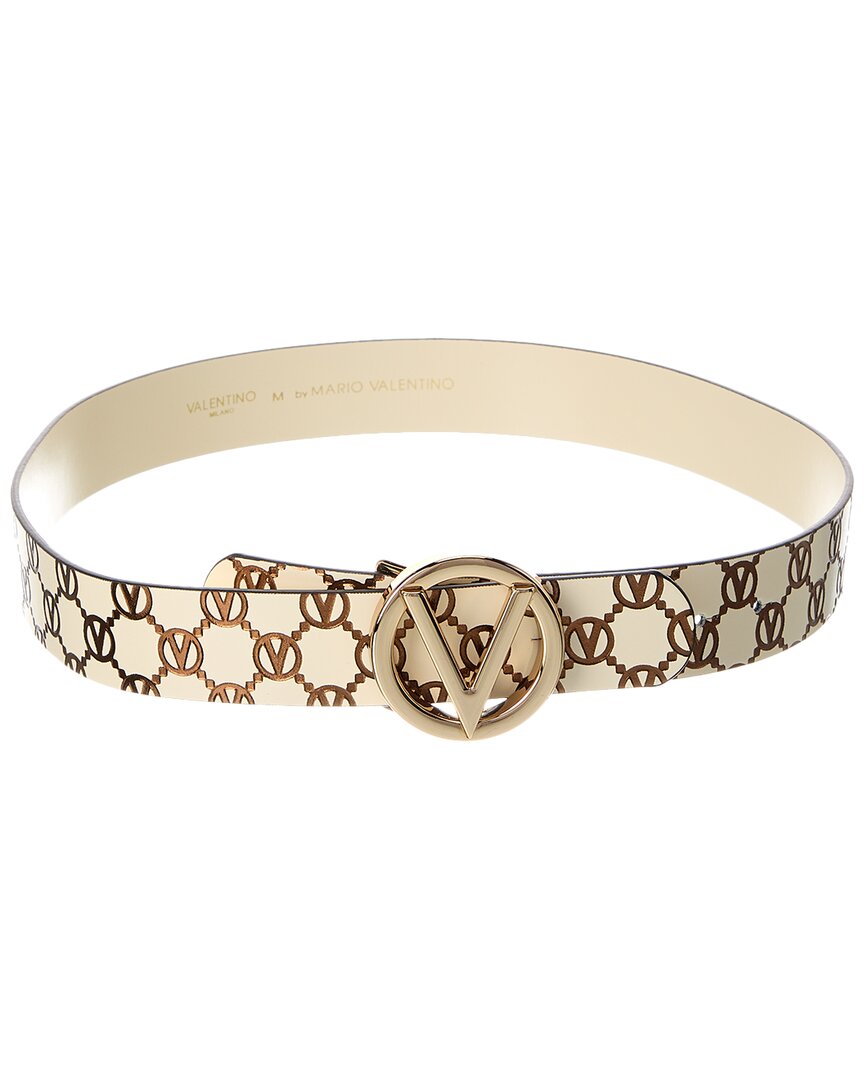 Valentino By Mario Valentino Giusy Monogram Leather Belt White