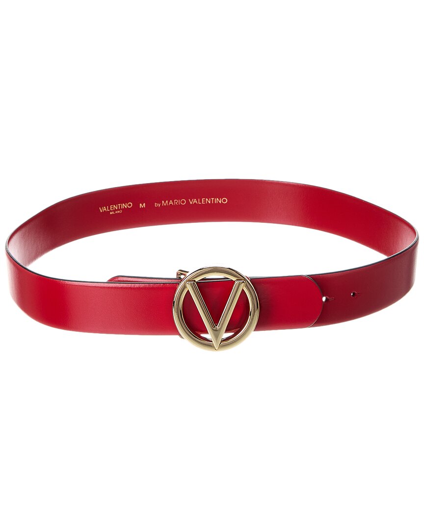 Valentino By Mario Valentino Giusy Bombe Leather Belt Red