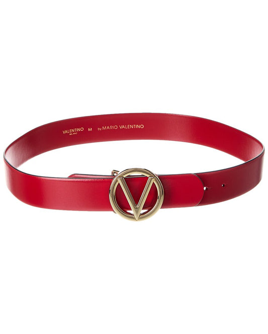 Valentino By Mario Valentino Giusy Bombe Leather Belt Red