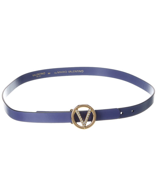 Valentino By Mario Valentino Baby Bombe Leather Belt Blue