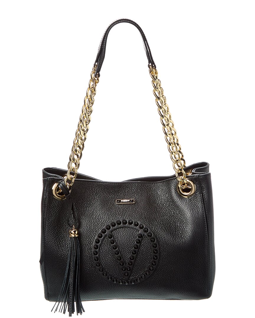 Valentino By Mario Valentino Luisa Rock Leather Shoulder Bag ONE SIZE Black