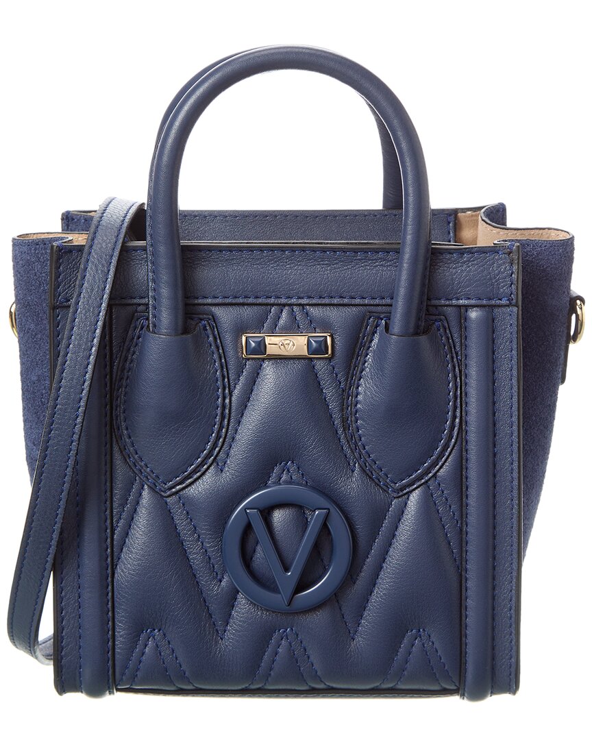 Valentino By Mario Valentino Eva Diamond Leather Tote ONE SIZE Blue