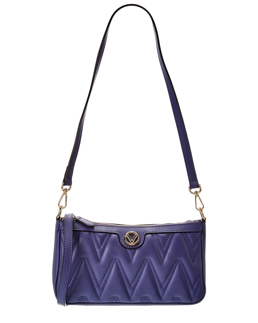 Valentino By Mario Valentino Jeanette Diamond Leather Shoulder Bag ONE SIZE Blue