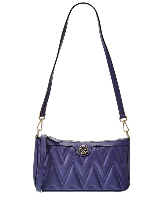 Valentino By Mario Valentino Jeanette Diamond Leather Shoulder Bag ONE SIZE Blue