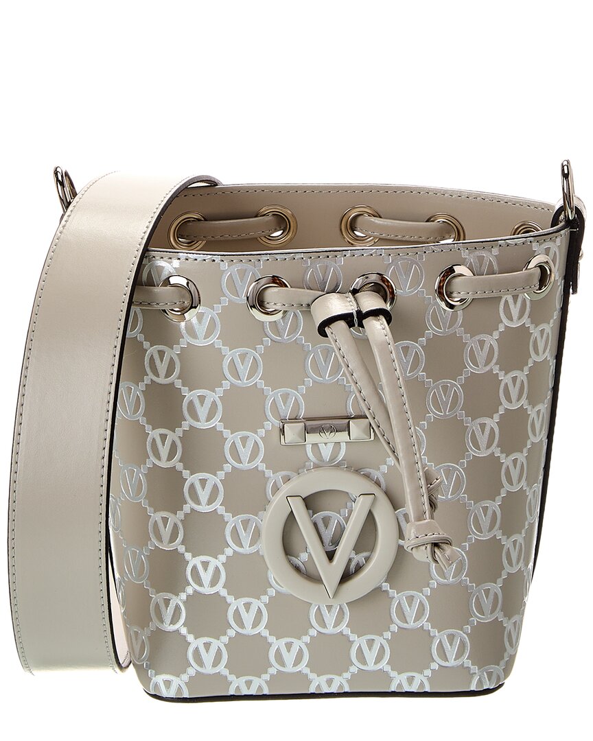 Valentino By Mario Valentino Jules Monogram Leather Bucket Bag ONE SIZE Grey Multi