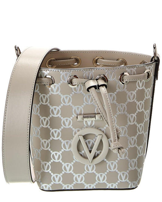 Valentino By Mario Valentino Jules Monogram Leather Bucket Bag ONE SIZE Grey Multi