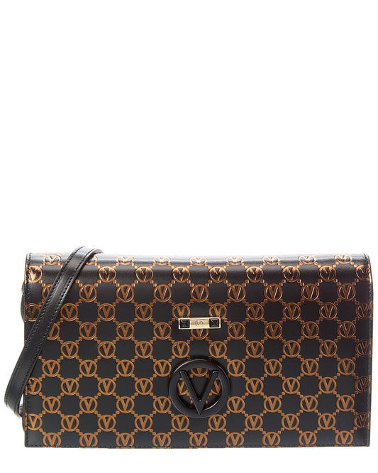 Valentino By Mario Valentino Lena Monogram Leather Shoulder Bag ONE SIZE Black