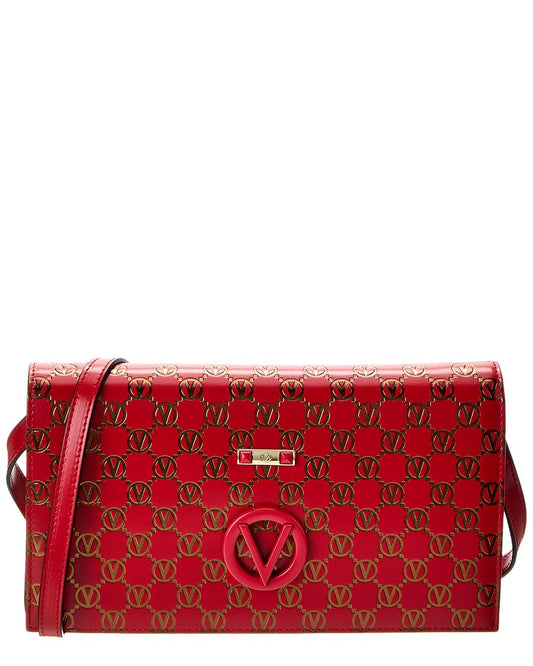Valentino By Mario Valentino Lena Monogram Leather Shoulder Bag ONE SIZE Red