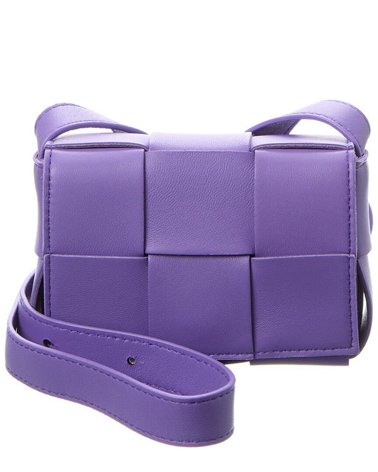 Bottega Veneta Cassette Leather Crossbody ONE SIZE Purple