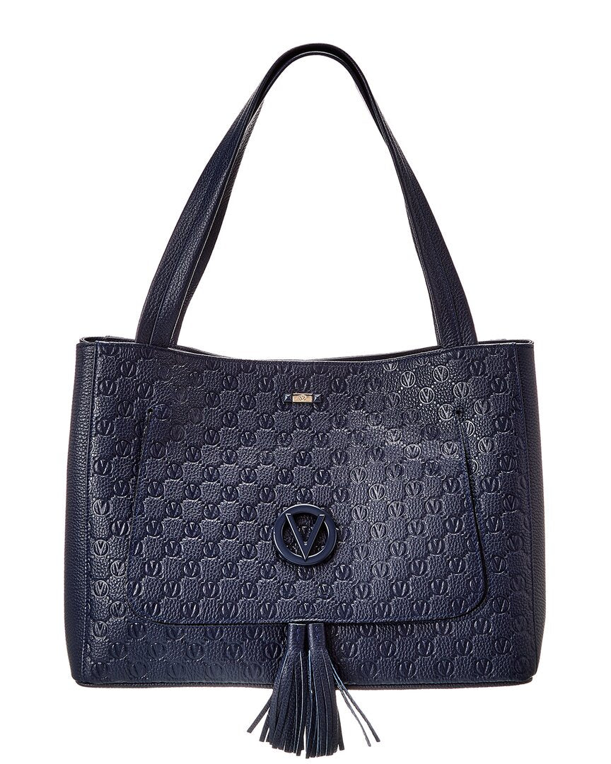 Valentino By Mario Valentino Ollie Dollaro Monogram Leather Tote ONE SIZE Blue