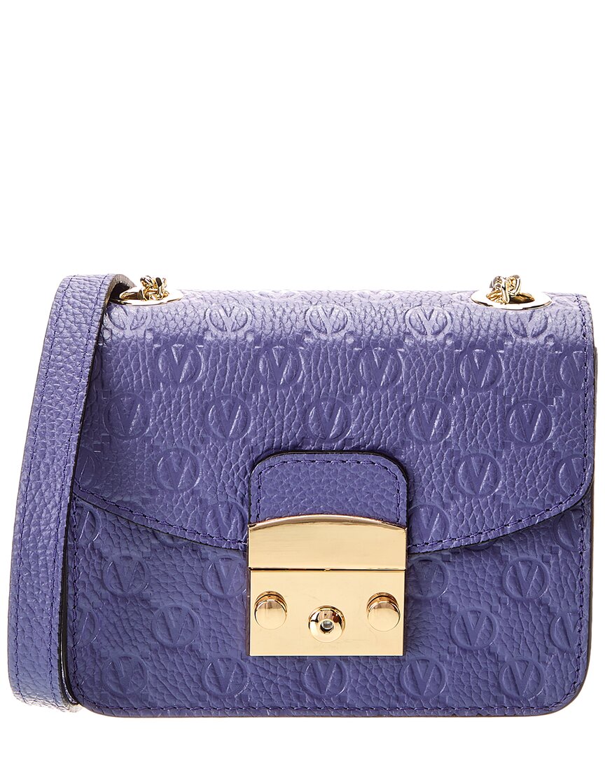 Valentino By Mario Valentino Bijou Dollaro Monogram Leather Crossbody ONE SIZE Blue