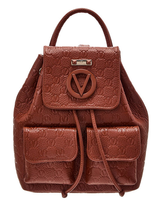 Valentino By Mario Valentino Abraham Dollaro Monogram Leather Backpack ONE SIZE Cinnamon