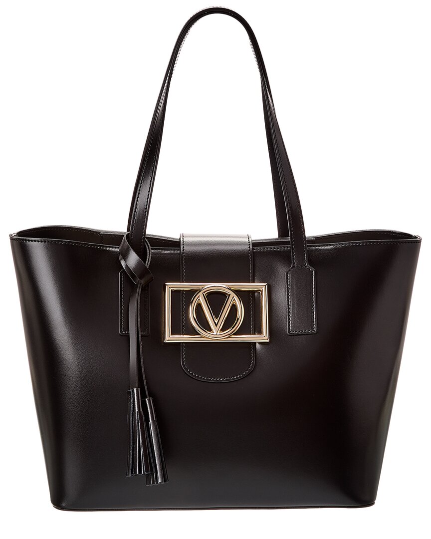 Valentino By Mario Valentino Marion Super V Leather Tote ONE SIZE Black