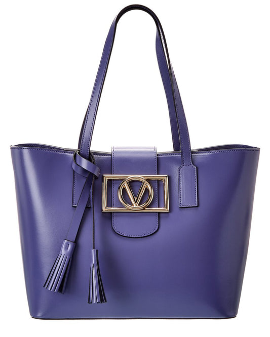 Valentino By Mario Valentino Marion Super V Leather Tote ONE SIZE Blue