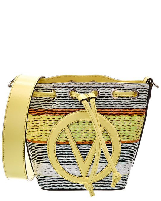 Valentino By Mario Valentino Jules Tresse Leather Bucket Bag ONE SIZE Black