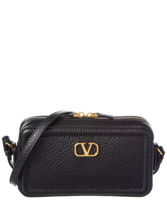 Valentino Vlogo Alltime Mini Leather Camera Bag ONE SIZE Black