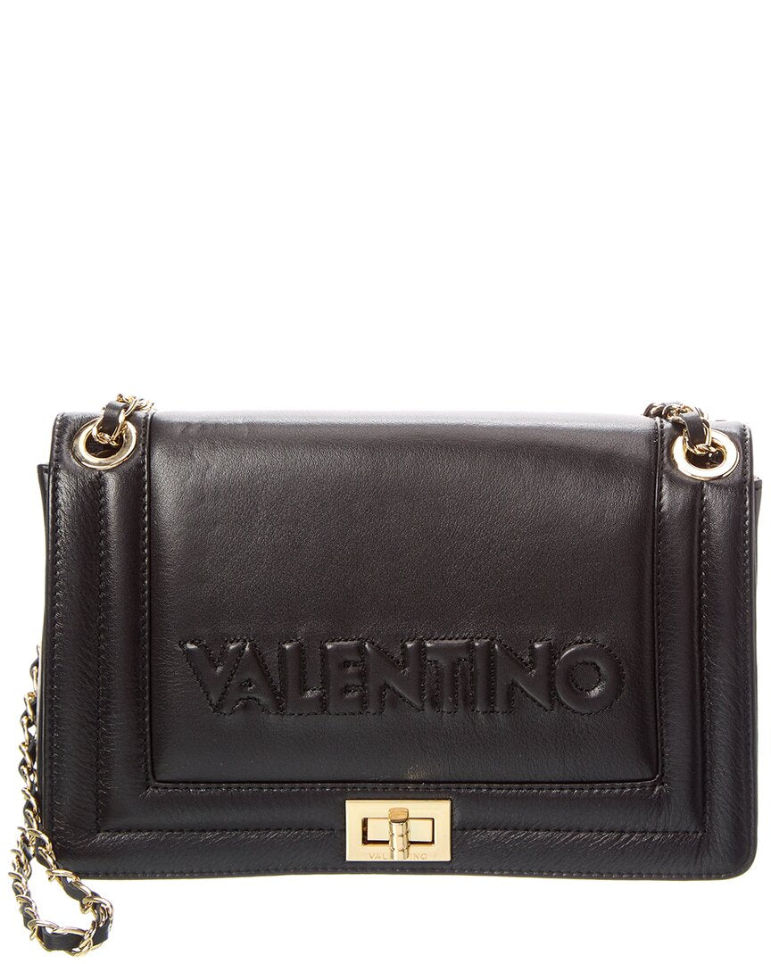 Valentino By Mario Valentino Alice Embossed Leather Shoulder Bag ONE SIZE Black