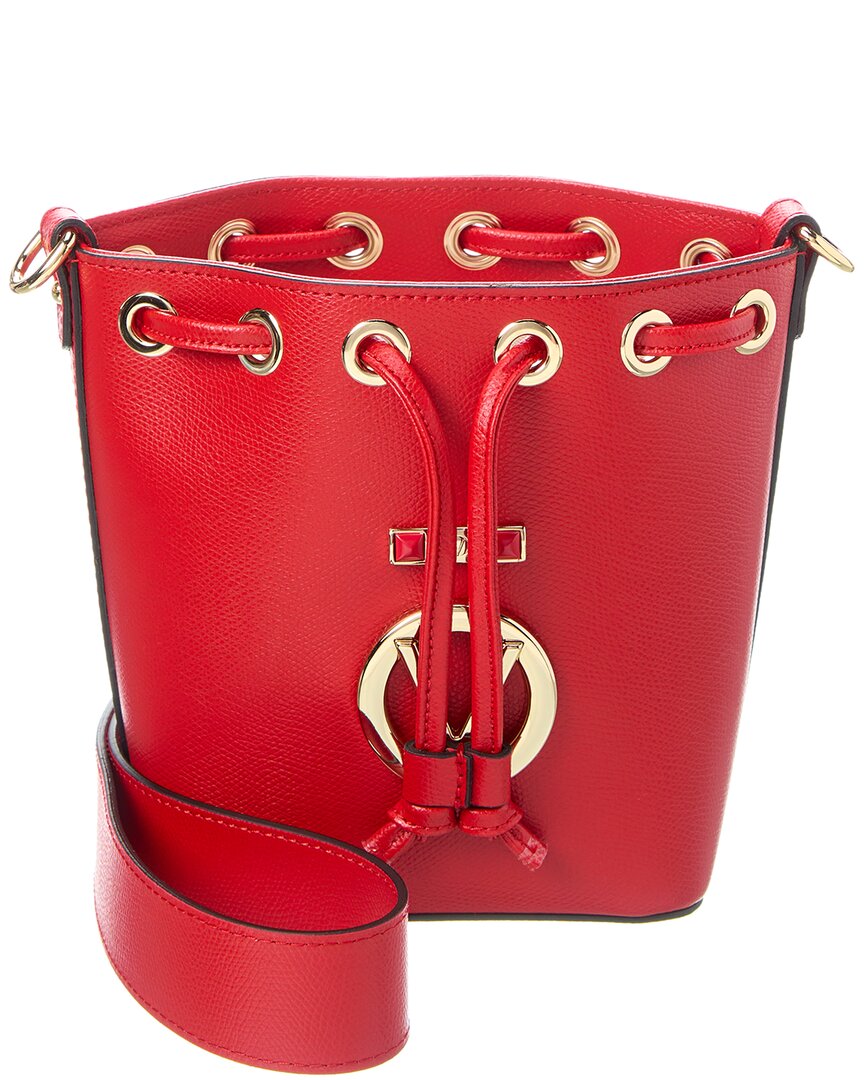 Valentino By Mario Valentino Jules Bonbonniere Leather Bucket Bag ONE SIZE Red
