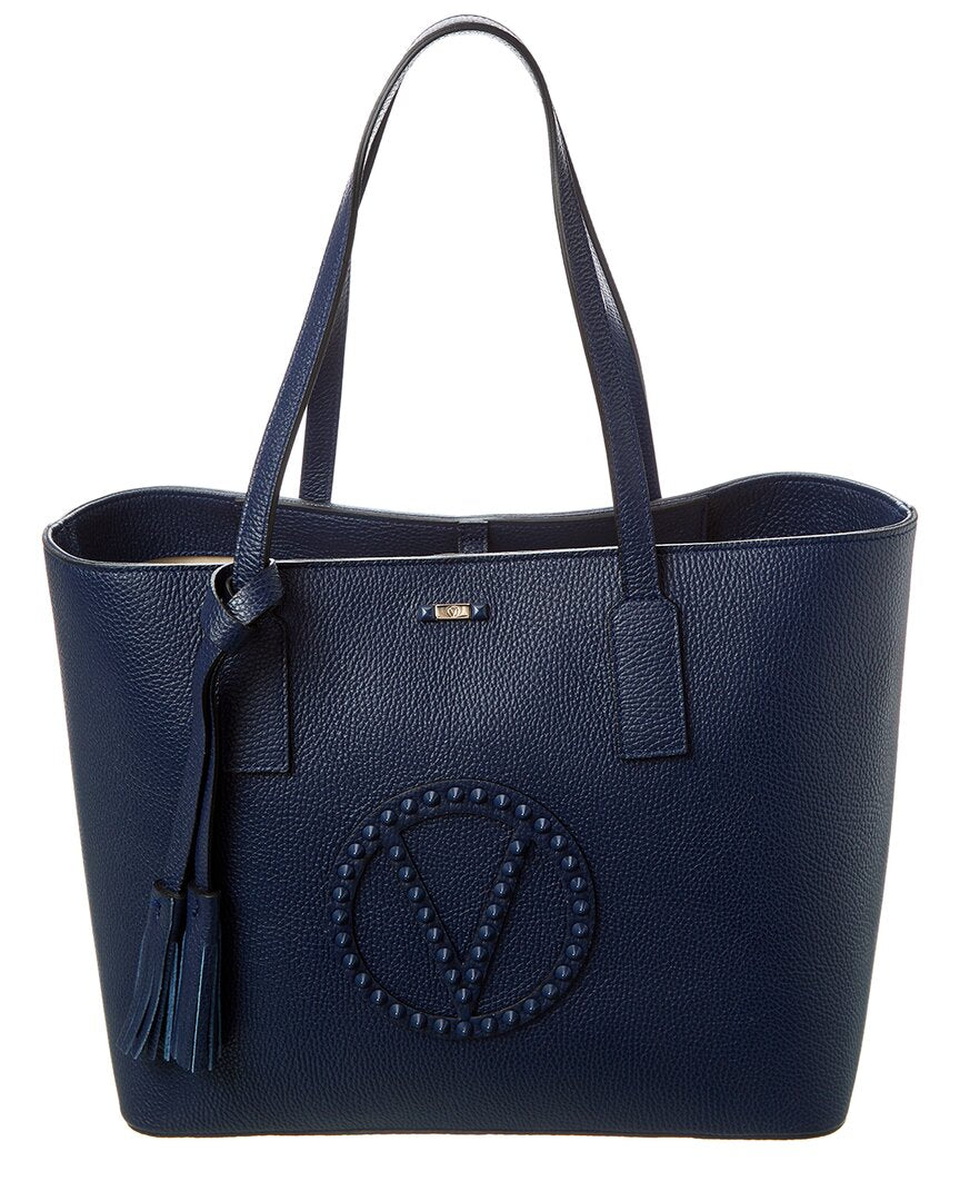 Valentino By Mario Valentino Soho Rock Leather Tote ONE SIZE Blue