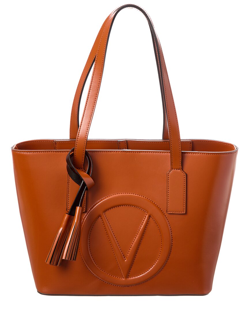 Valentino By Mario Valentino Prince Broderie Leather Tote ONE SIZE Cinnamon