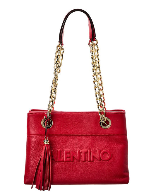 Valentino By Mario Valentino Kali Embossed Leather Shoulder Bag ONE SIZE Red