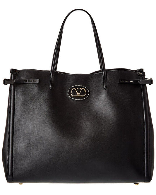 Valentino Antibes Large Leather Tote ONE SIZE Black