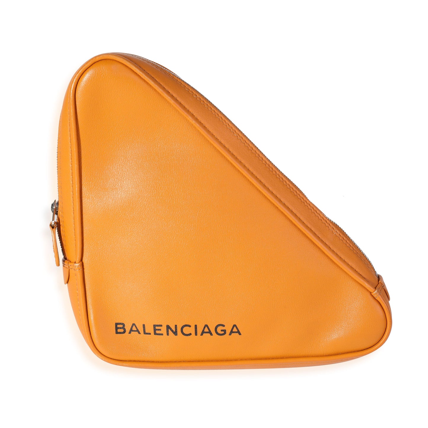 BALENCIAGA Orange Calfskin M Triangle Pouch